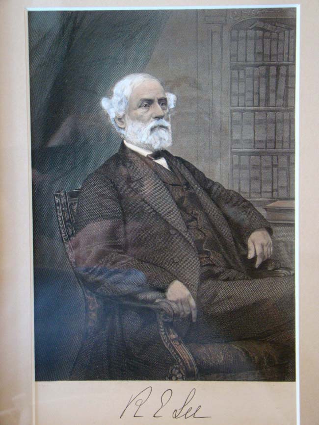 A beautiful hand colored engraving of Robert E. Lee circa 1865-1870